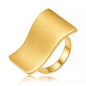 Anel dourado acetinado banho em ouro 18k