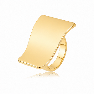 Anel dourado liso banho em ouro 18k
