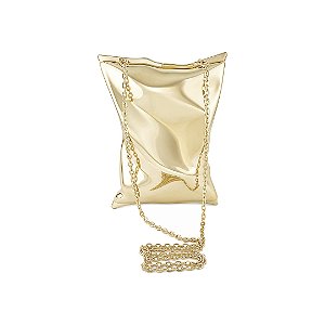 Bolsa cluth orgânica lisa banho em ouro 18k