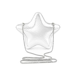 Bolsa cluth estrela lisa banho em ródio branco