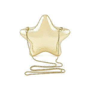 Bolsa cluth estrela dourada lisa banho em ródio branco