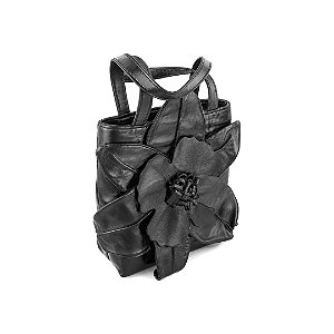 Bolsa flor em corino preta
