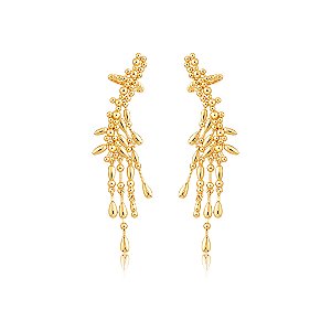 Brinco ear cuff dourado liso banho em ouro 18k
