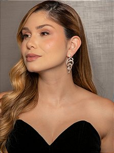 Brinco de luxo cravejado de zircônia e pedra fusion cristal banho em ouro 18k
