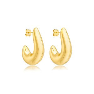 Brinco de argola dourado liso banho em ouro 18k