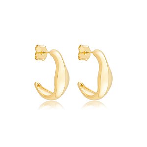 Brinco de argola orgânica lisa banho em ouro 18k
