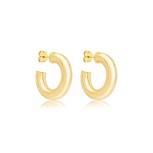 Brinco de argola dourada lisa banho em ouro 18k