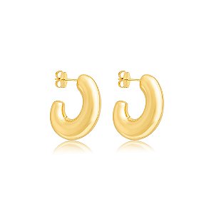 Brinco de argola dourada lisa banho em ouro 18k