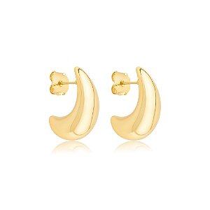 Brinco de argola dourada lisa banho em ouro 18k