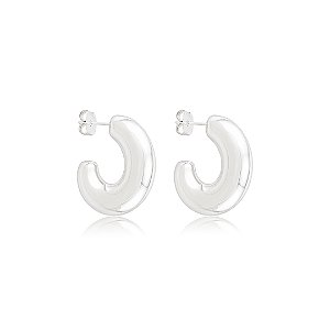 Brinco de argola lisa banho em ródio branco