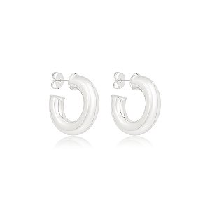 Brinco de argola lisa banho em ródio branco