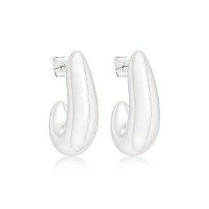 Brinco de argola lisa banho em ródio branco