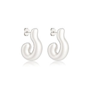Brinco de argola lisa banho em ródio branco