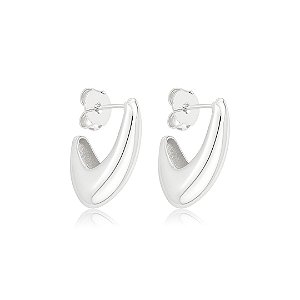 Brinco de argola lisa banho em ródio branco