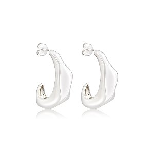 Brinco de argola lisa banho em ródio branco