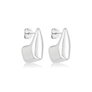 Brinco de argola lisa banho em ródio branco