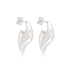 Brinco de argola lisa banho em ródio branco