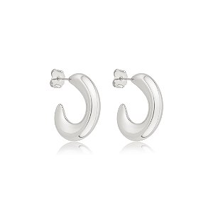 Brinco de argola lisa banho em ródio branco