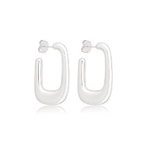 Brinco de argola lisa banho em ródio branco