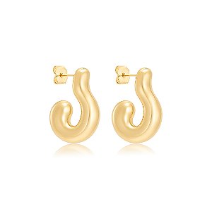 Brinco de argola dourada lisa banho em ouro 18k