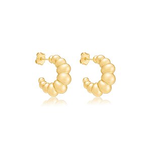 Brinco de argola dourada lisa banho em ouro 18k