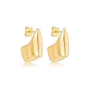 Brinco de argola dourada lisa banho em ouro 18k