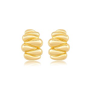 Brinco de argola dourada lisa banho em ouro 18k