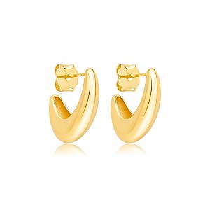 Brinco de argola dourada lisa banho em ouro 18k