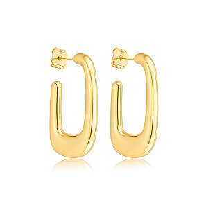 Brinco de argola dourada lisa banho em ouro 18k