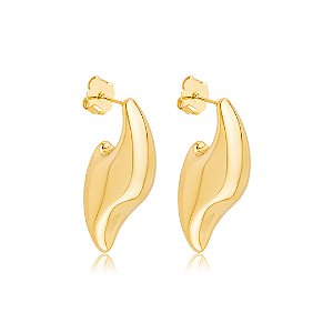 Brinco de argola dourada lisa banho em ouro 18k