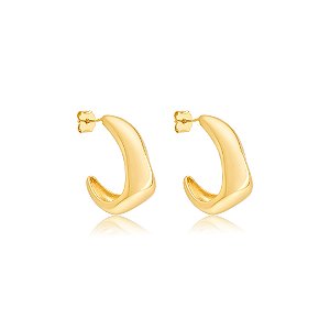 Brinco de argola orgânica lisa banho em ouro 18k