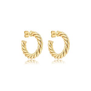 Brinco de argola orgânica lisa banho em ouro 18k