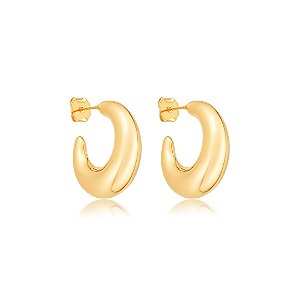 Brinco de argola dourada lisa banho em ouro 18k