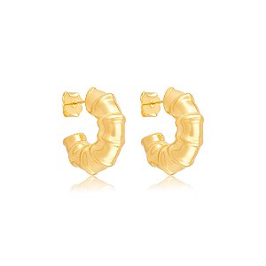 Brinco de argola dourada lisa banho em ouro 18k
