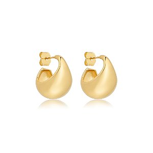Brinco de argola dourada lisa banho em ouro 18k