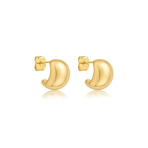 Brinco de argola dourada lisa banho em ouro 18k