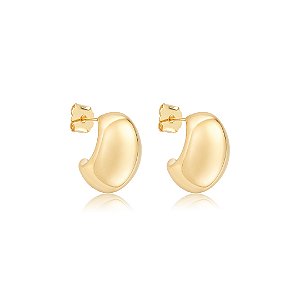 Brinco de argola dourada lisa banho em ouro 18k