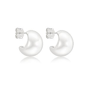 Brinco de argola lisa banho em ródio branco