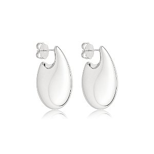 Brinco de argola lisa banho em ródio branco