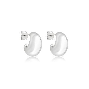 Brinco de argola lisa banho em ródio branco