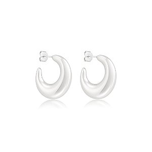 Brinco de argola lisa banho em ródio branco