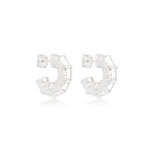 Brinco de argola lisa banho em ródio branco