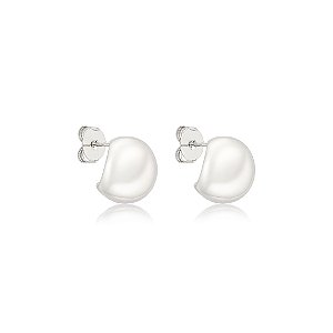 Brinco de argola lisa banho em ródio branco