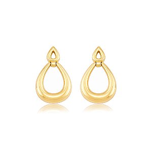 Brinco dourado liso banho em ouro 18k