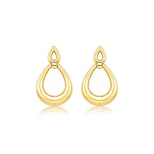 Brinco dourado liso banho em ouro 18k