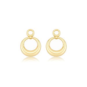 Brinco dourado liso banho em ouro 18k