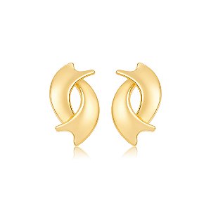 Brinco dourado liso banho em ouro 18k