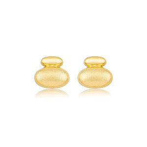 Brinco dourado escovado liso banho em ouro 18k