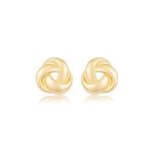 Brinco dourado torcido liso banho em ouro 18k