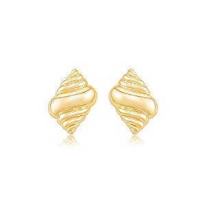 Brinco dourado liso banho em ouro 18k